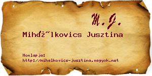 Mihálkovics Jusztina névjegykártya